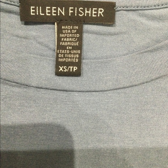 EILEEN FISHER BLUE LONG TUNIC TOP WITH SIDE SLITS SIZE XS RELAXED FIT - Picture 7 of 7